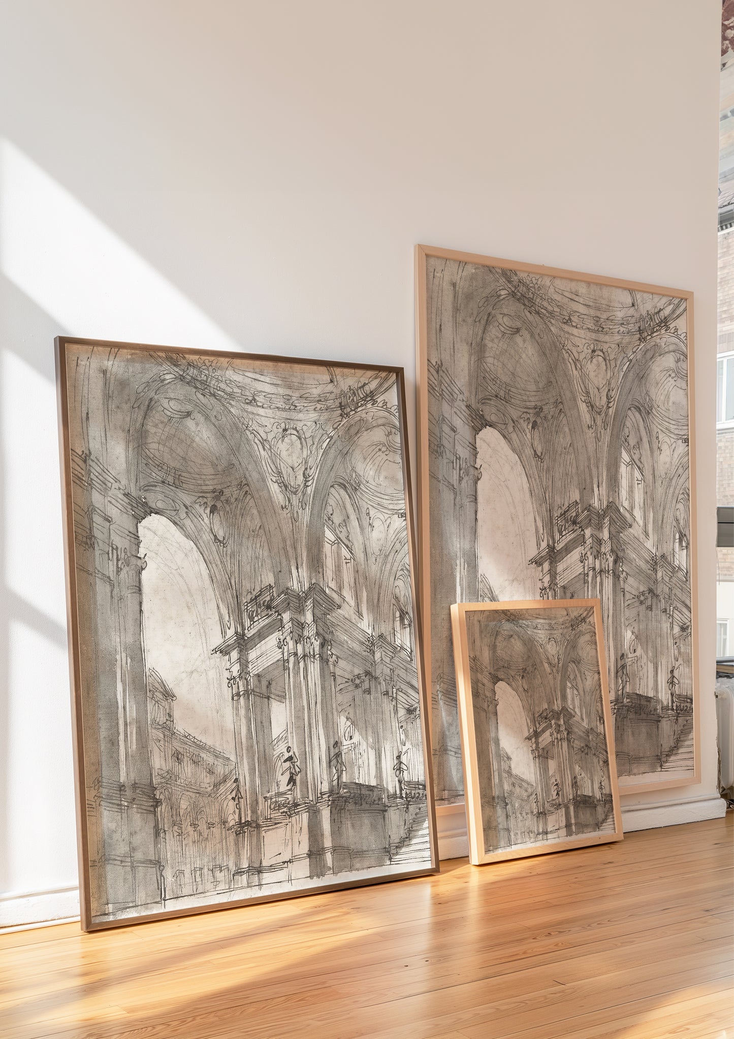 Greek academy sketch framed in clean, gallery-style display