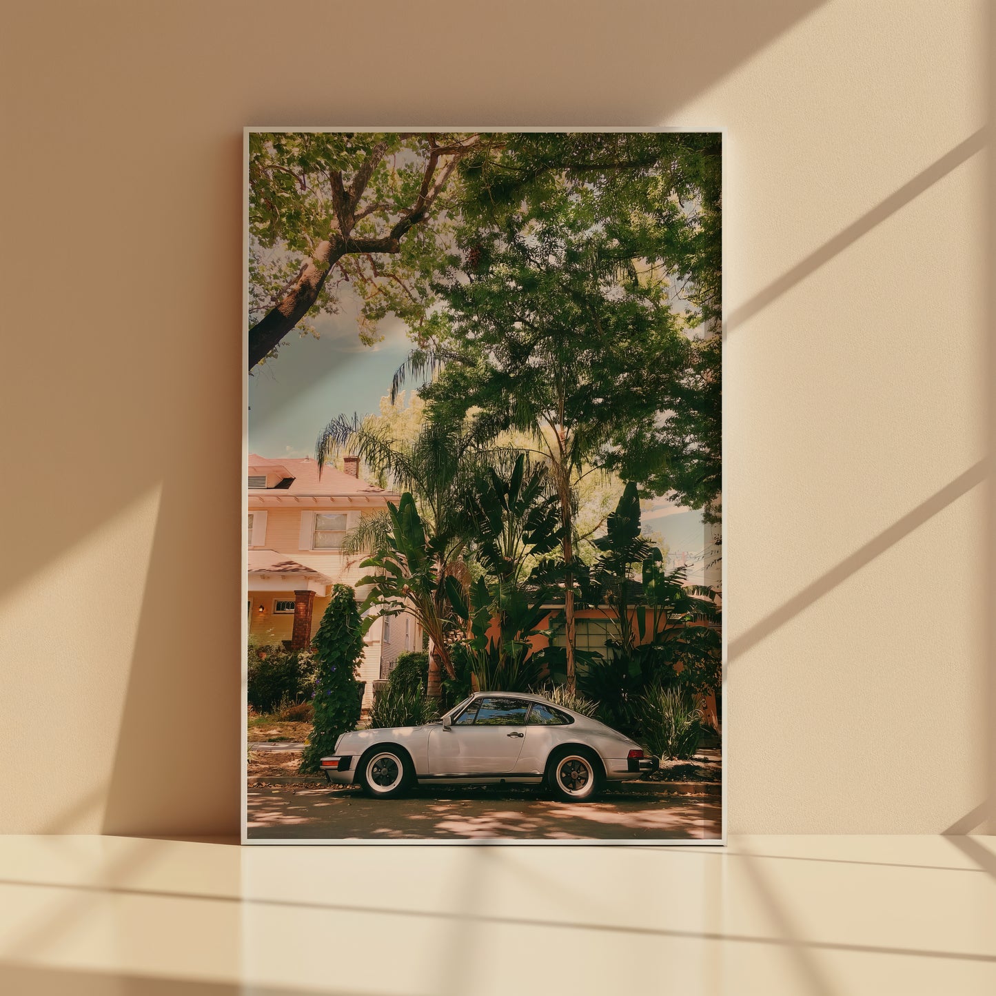 Colorful Porsche poster with tropical Havana setting