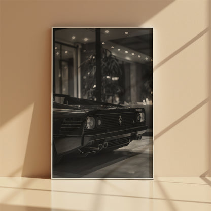 Vintage Ferrari back view print framed, front-facing hero shot