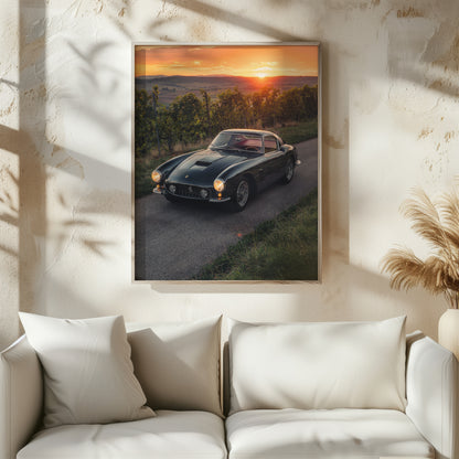 Maranello Ferrari artwork styled as wall art in a living room
