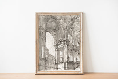 Greek academy architectural sketch framed, front view