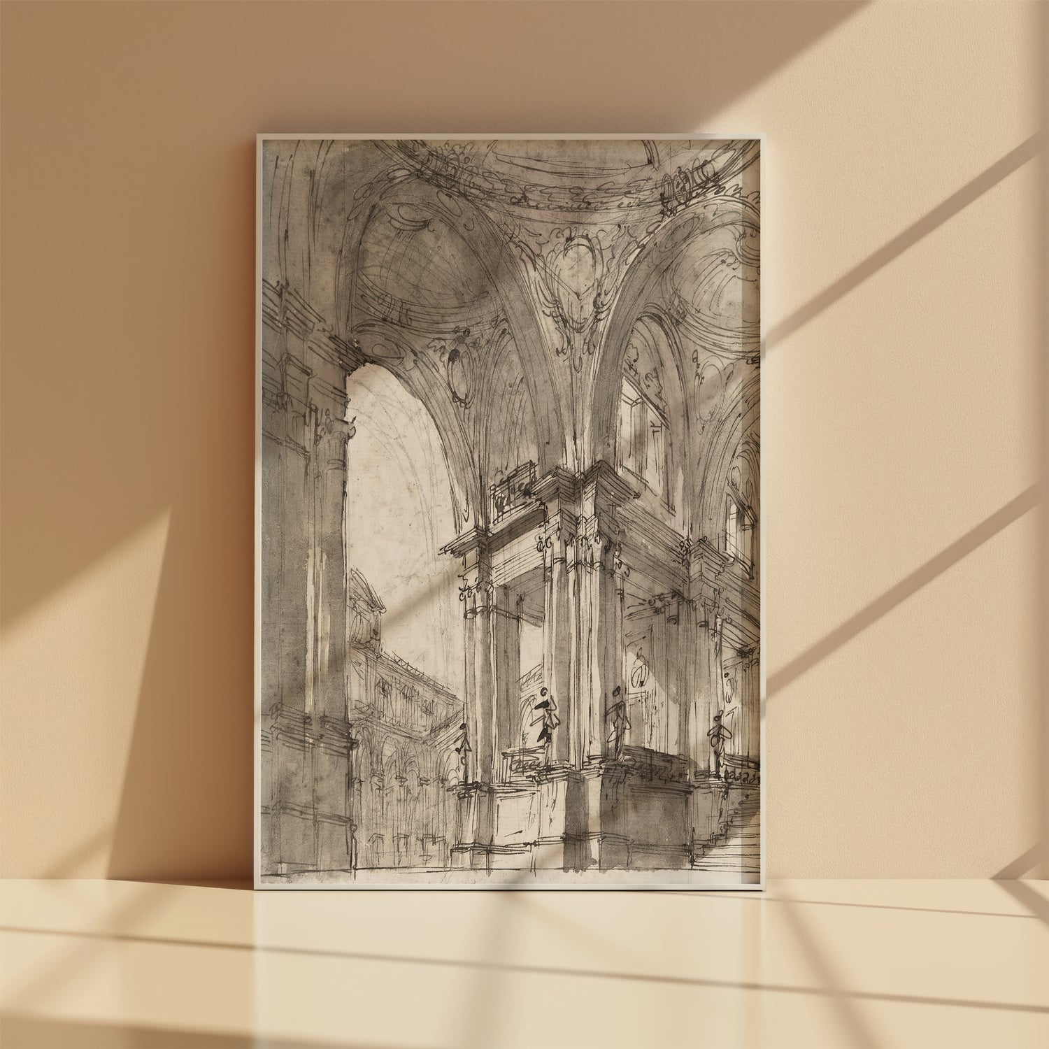 Greek academy architecture print in white frame, front view