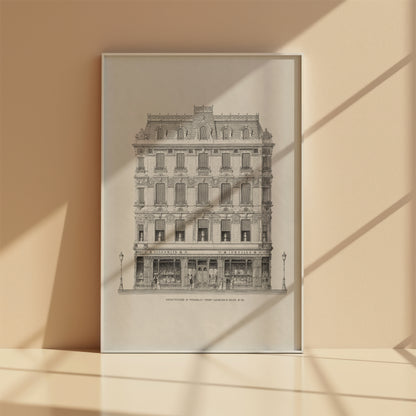 London house sketch art print in white frame, front view
