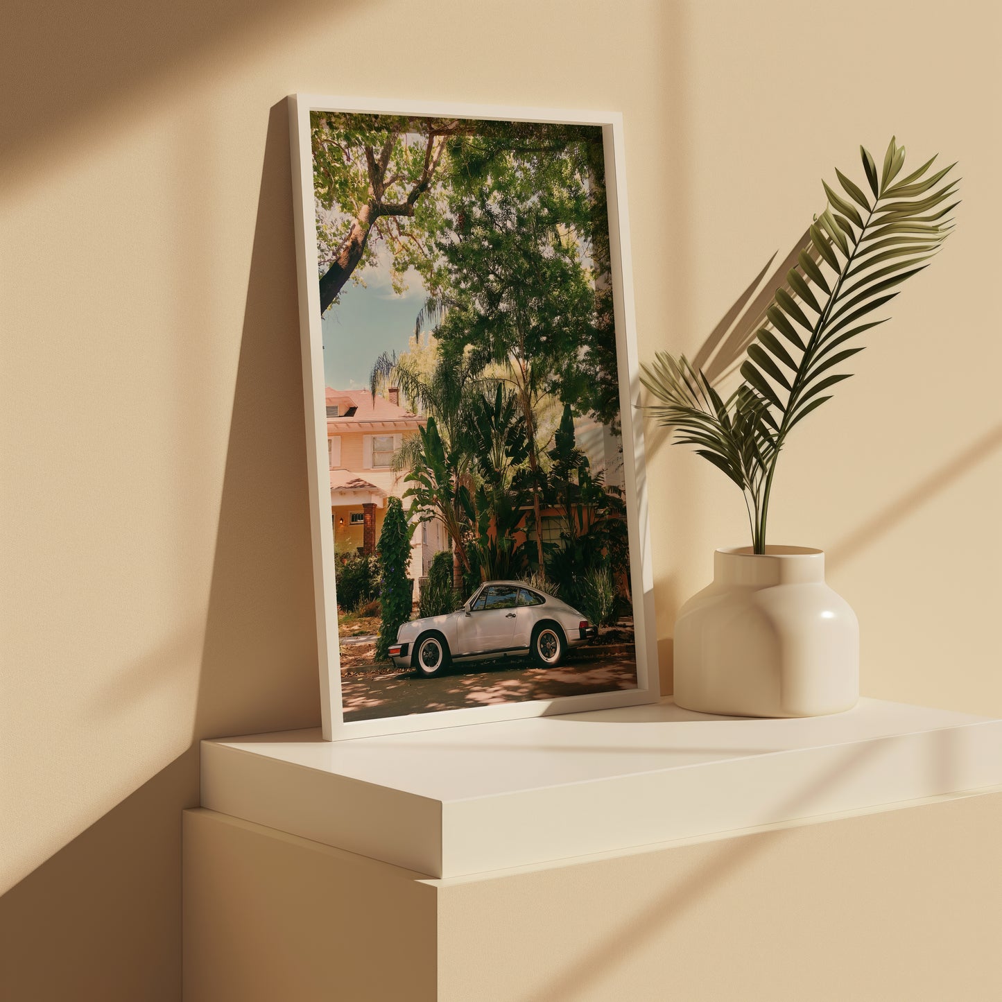 Angled shelf view of Havana Porsche art print